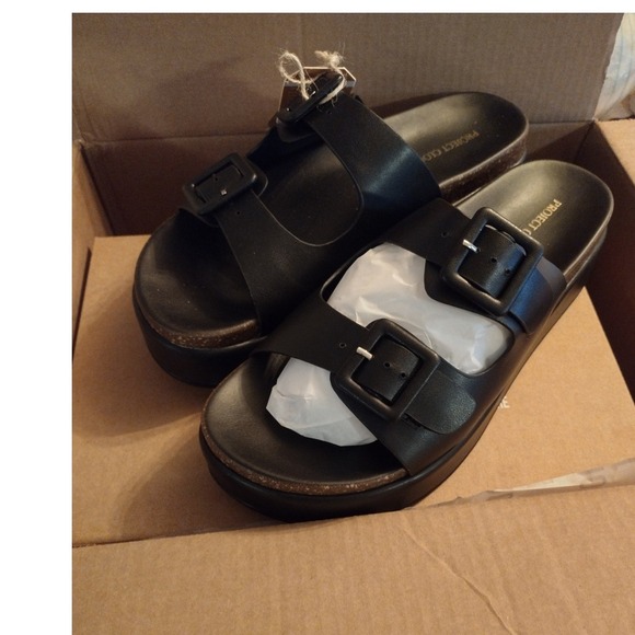 Project Cloud Shoes - Project Cloud Platform Sandals Women-Plush & Soft Insole Wedge Slides-Black 10